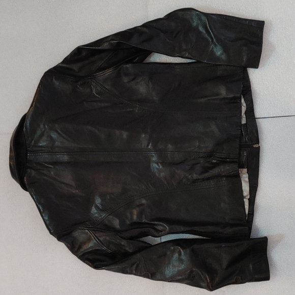 Guess Black Leather Jacket, Womens size Large - Picture 4 of 12